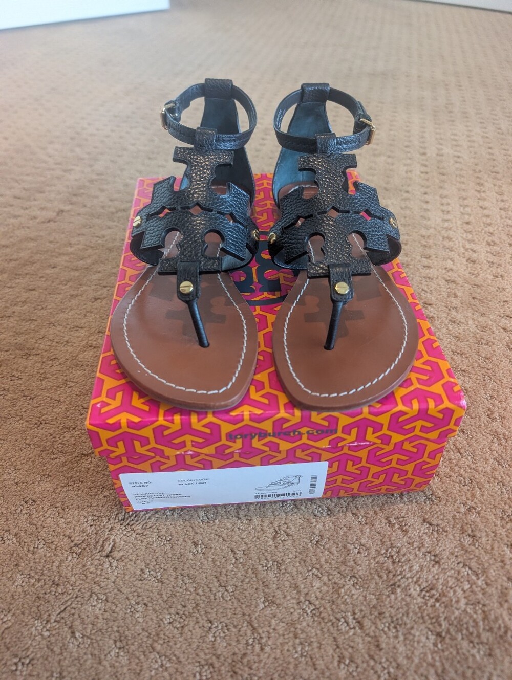 Tory Burch Black Thong Sandals Size 8.5